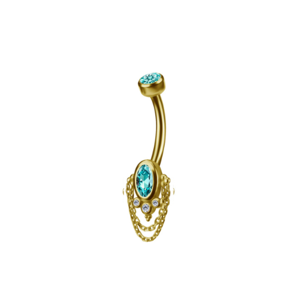 Aqua Luxury Navel Piercing - Royal Beauty in 18 Karat Gold