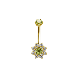 Piercings Works Golden Peridot Star Navel Piercing – Sparkling Luxury in 18 Karat Gold