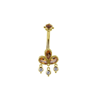 Piercings Works Golden Citrine Drop Navelpiercing – Koninklijke Luxe in 18 Karaat Goud