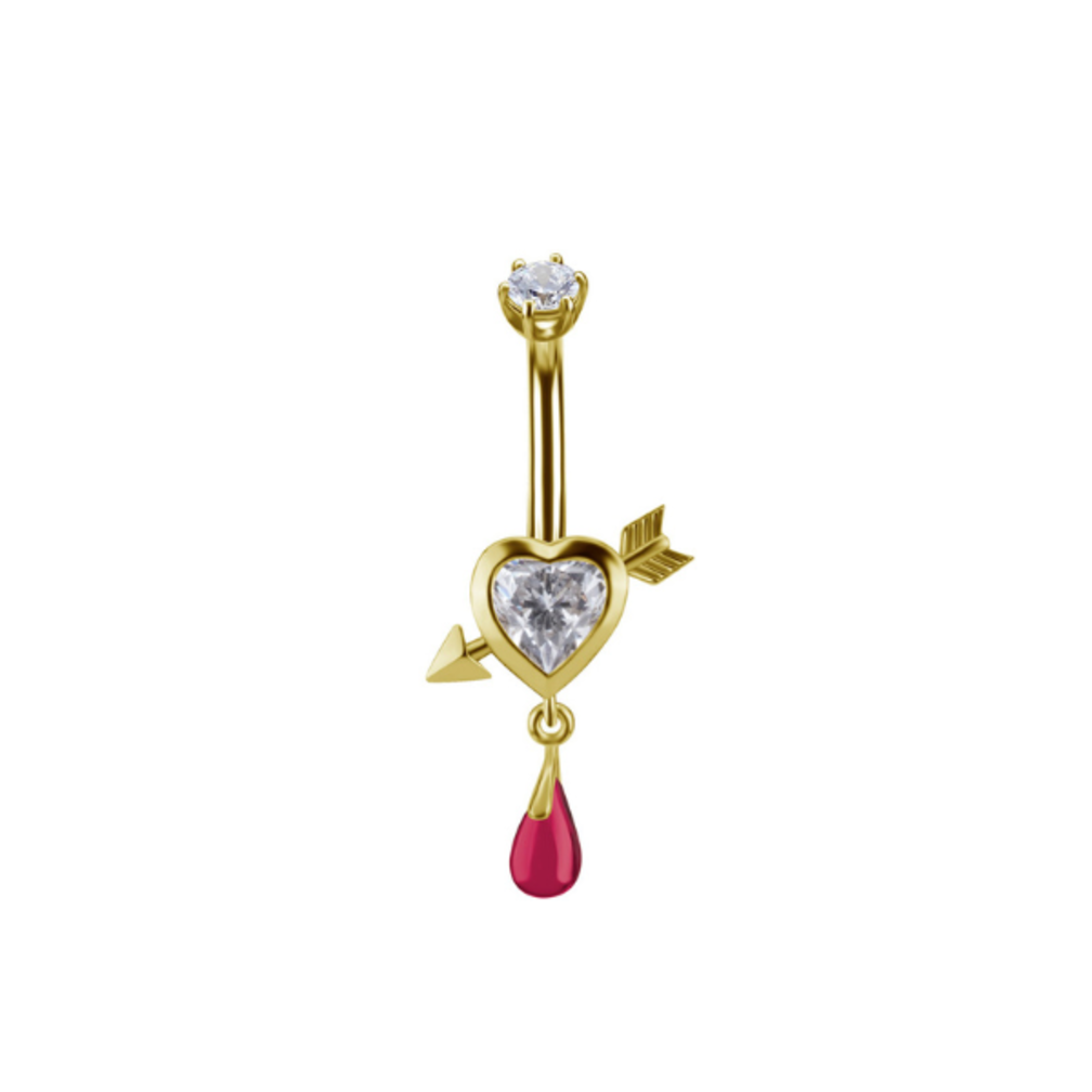 Golden Love Arrow Navel Piercing – Romantic Luxury in 18 Karat Gold