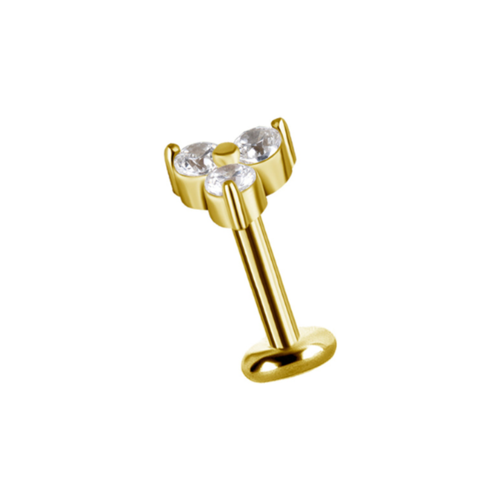 18 Karaat Gouden Oor Piercing  - Bloem  Premium Zirkonia