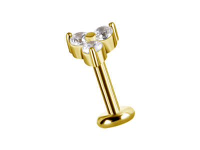 Gouden oorstekers met hanger en diamant 14 karaat