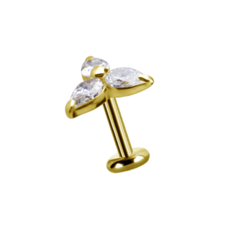 Piercings Works 18 Karaat Gouden Oor Piercing  - Bloem  Premium Zirkonia