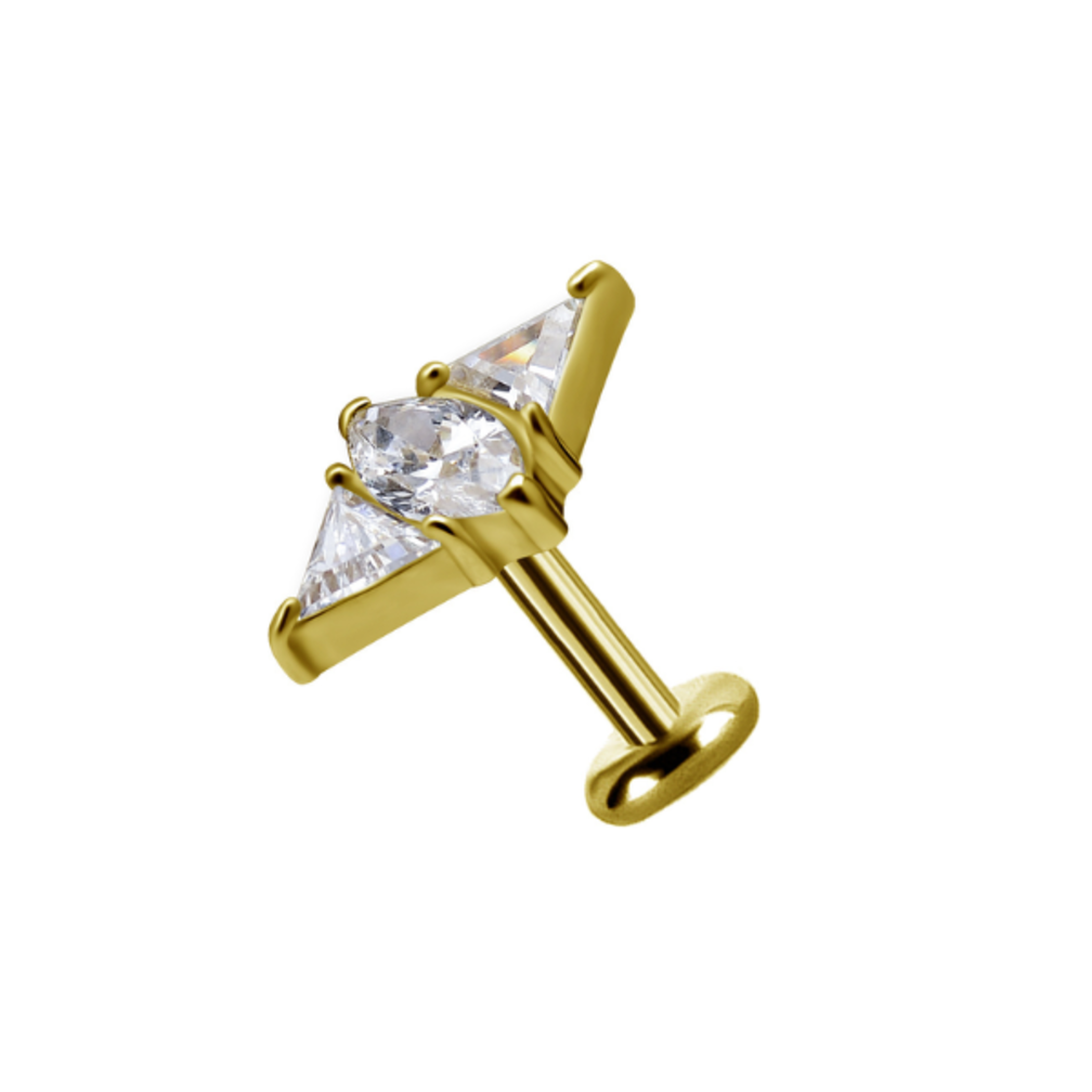 18 Karat Gold Ear Piercing   -  Premium Zirconia