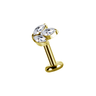 Piercings Works 18 Karaat Gouden Oor Piercing  - Marquise  Premium Zirkoni