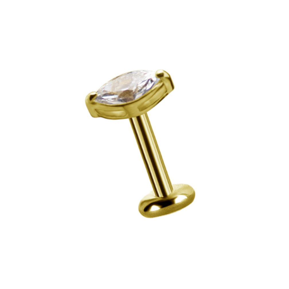 18 Karaat Gouden Oor Piercing  - Marquise  Premium Zirkonia