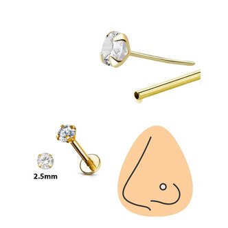 Piercings Works Elegant Titanium Nose Piercing with Crystal Stud