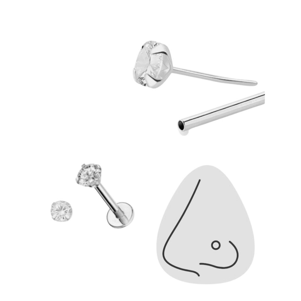 Elegante Titanium Neuspiercing met Kristallen Steentje