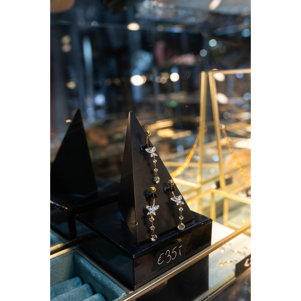 Shine Like a Butterfly Titanium Navelpiercing - Elegantef met Kristallen