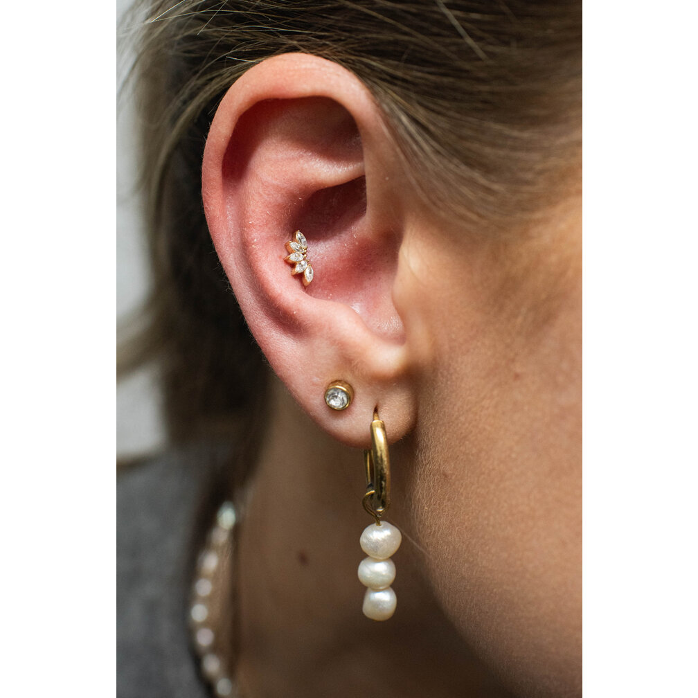18K Gouden Oor Piercing  -  Premium Zirkonia
