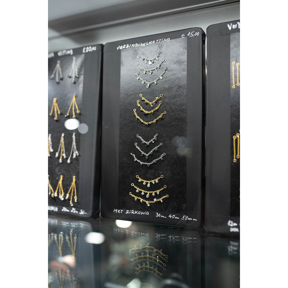 Verbindingsketting voor Piercingringen met Zwevende Zirkonia