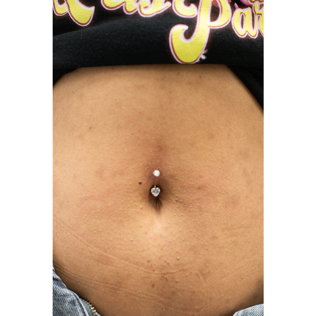 Titanium Navel Piercing with Heart-Shaped Crystal