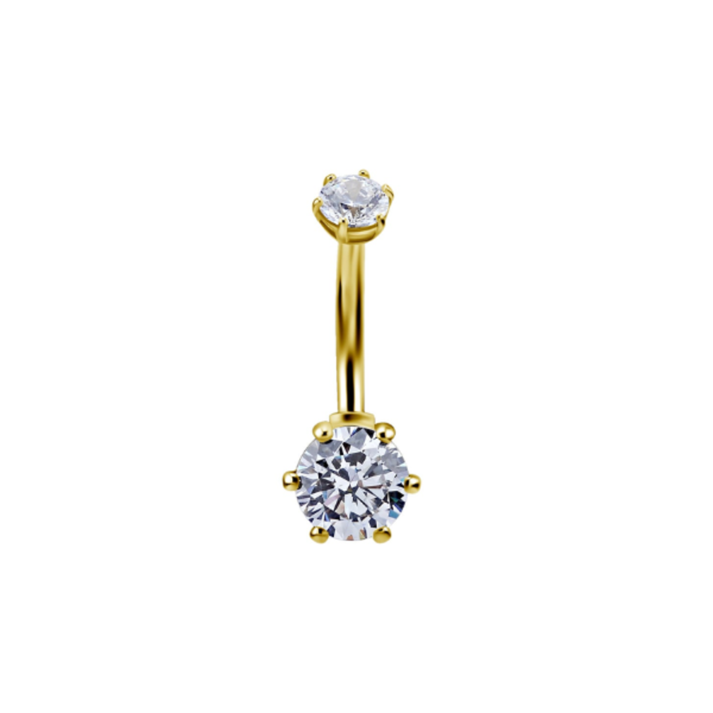 18 Karat Gold Belly Piercing - Premium Zirconia