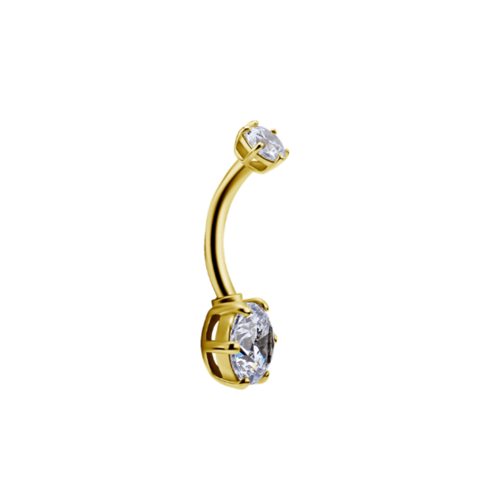 18 Karat Gold Belly Piercing - Premium Zirconia