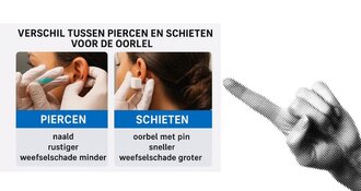 Wat is het verschil tussen schieten en piercen voor de oorlel?