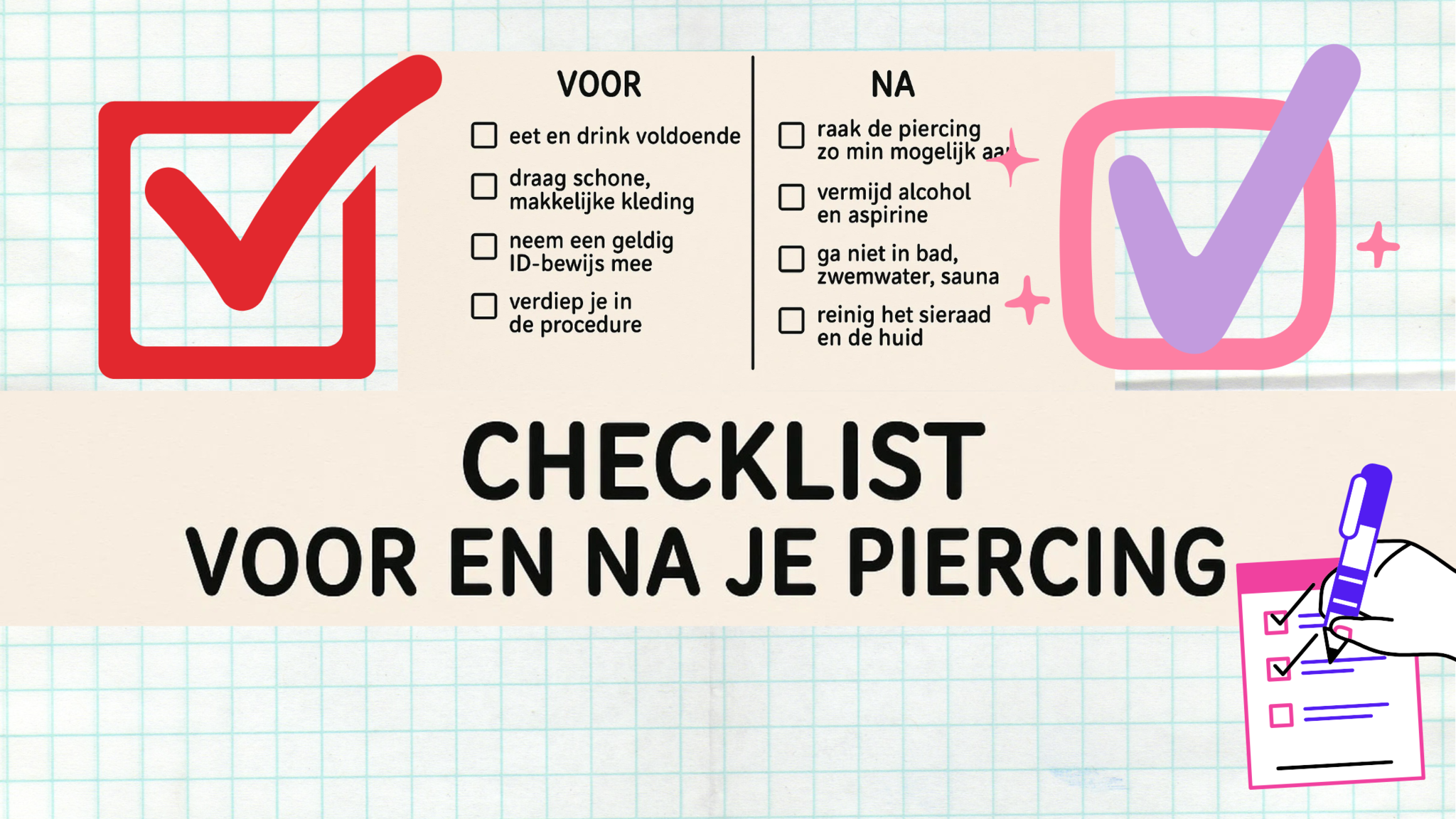 Checklist voor en na je piercing – zo bereid je je goed voor