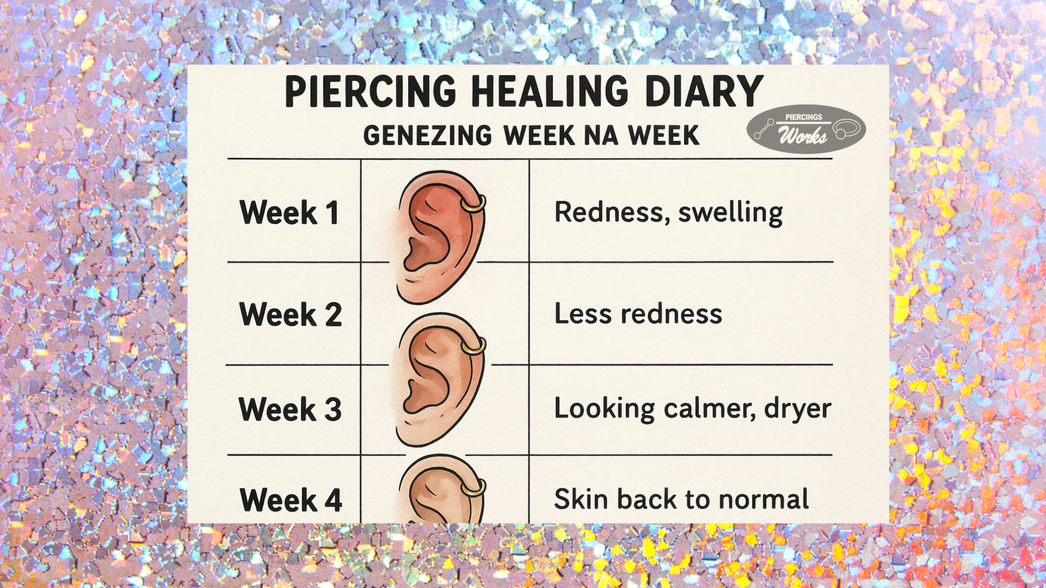 Piercing healing diary – genezing week na week