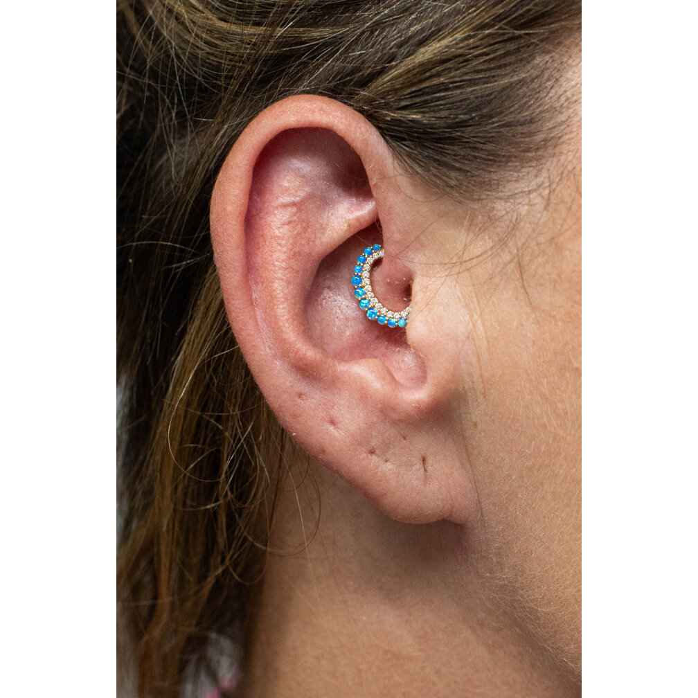 Prachtige en Opvallende Septum/Daith Ring - Met Opalen en Zirkonia