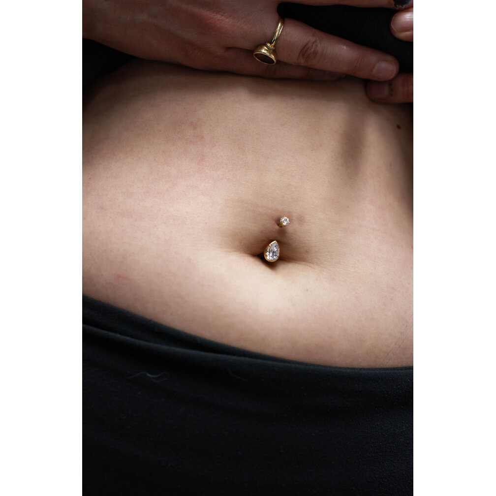 18 Karaat Goud Navelpiercing - Premium Zirconia Teardrop