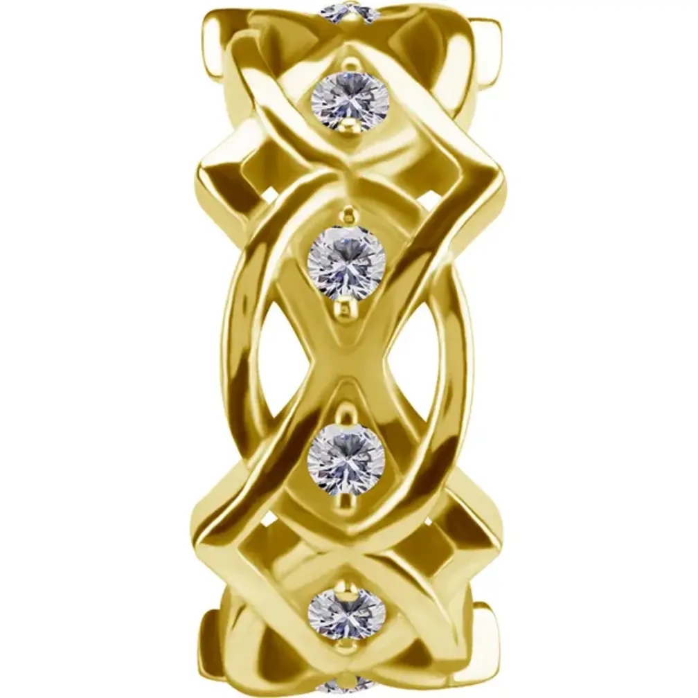 Cross Weave Conch Piercing van CoCr nikkelvrije legering met 18K Gold PVD & Premium Cubic Zirconia – Limited Edition 2026 | Piercings Works