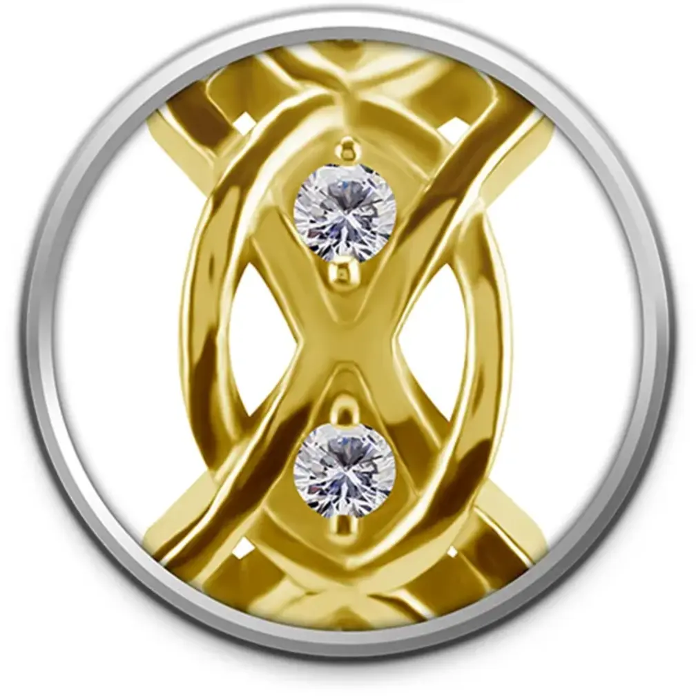 Cross Weave Conch Piercing van CoCr nikkelvrije legering met 18K Gold PVD & Premium Cubic Zirconia – Limited Edition 2026 | Piercings Works
