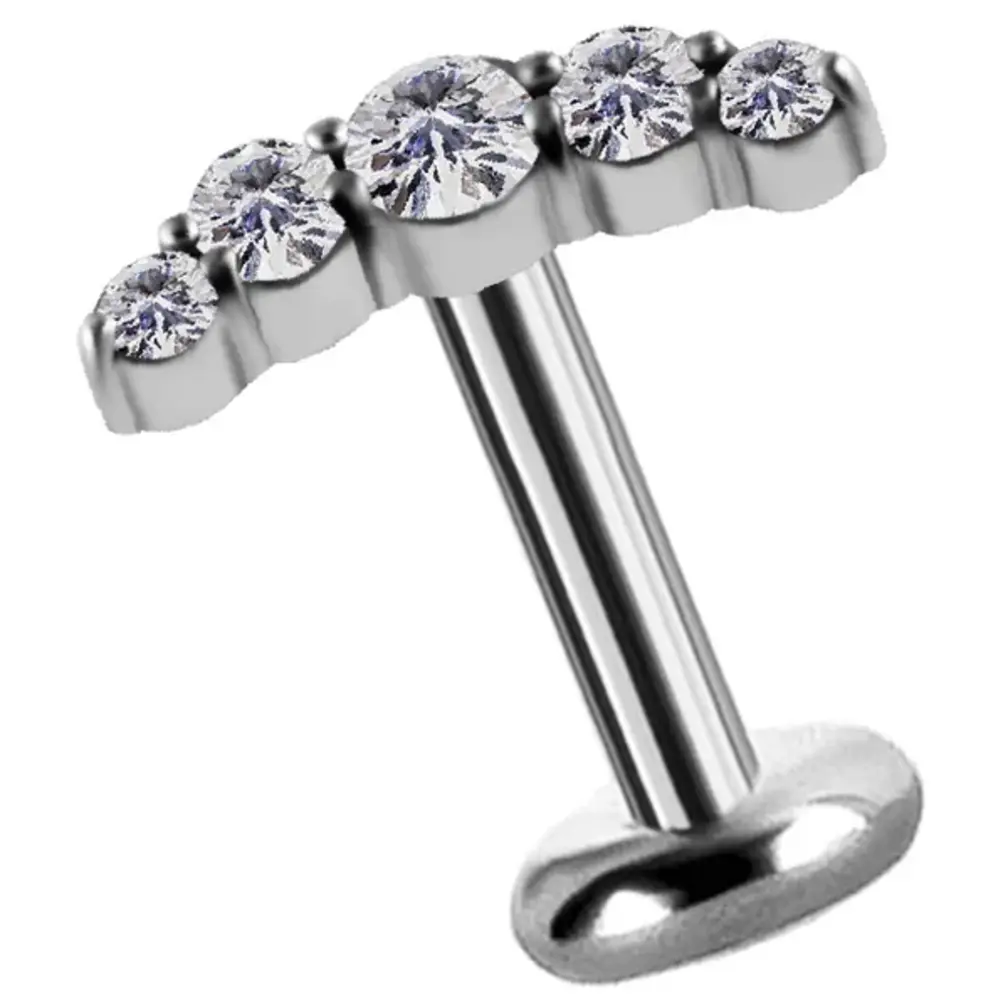 Arc Line Tragus & Helix Piercing van CoCr nikkelvrije legering met Premium Cubic Zirconia – Limited Edition 2026 | Piercings Works