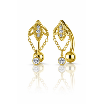 Piercings Works Golden Leaf Chain Navel Piercing | Limited Edition 2026 | Piercings Works