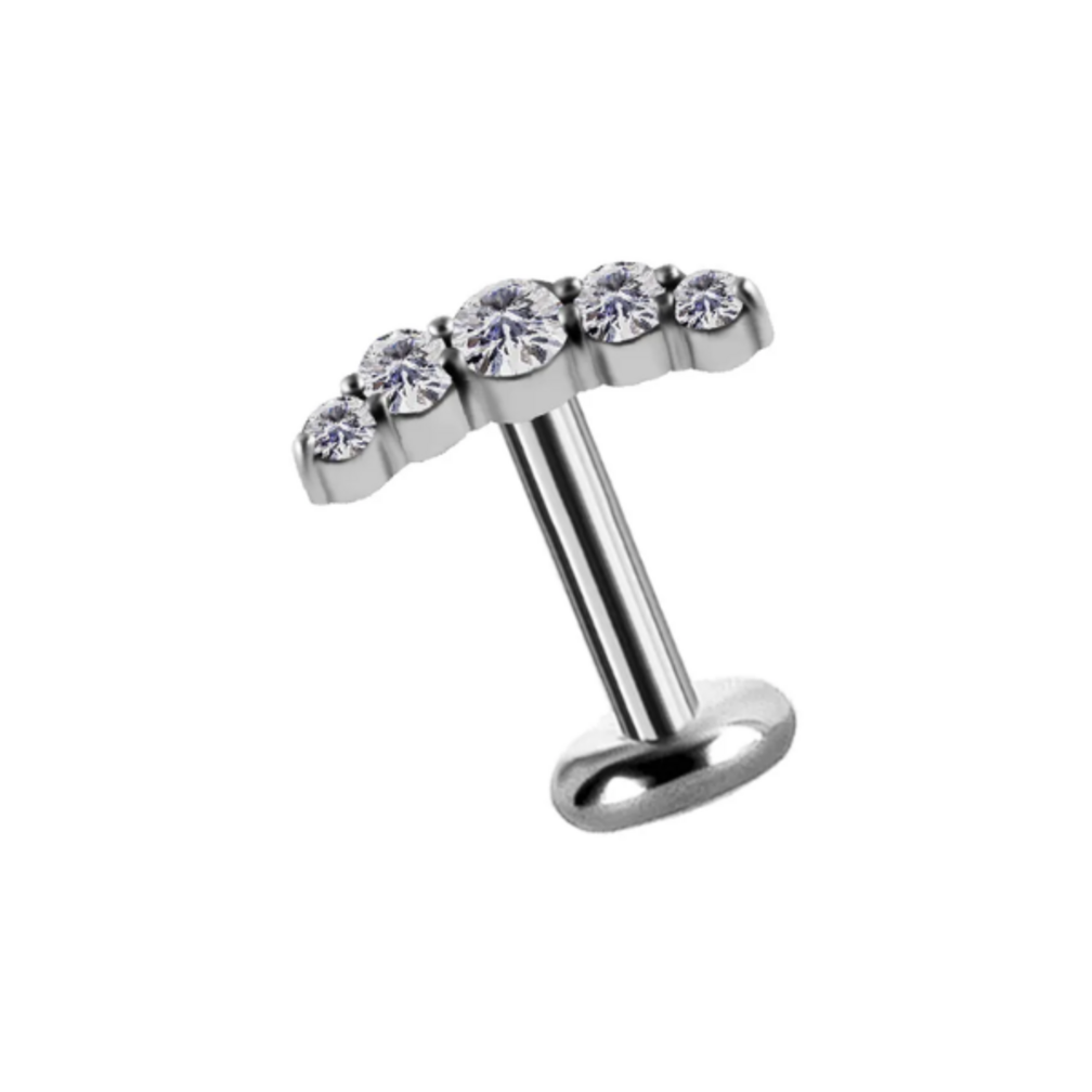 Arc Line Tragus & Helix Piercing van CoCr nikkelvrije legering met Premium Cubic Zirconia – Limited Edition 2026 | Piercings Works