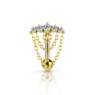 Piercings Works Golden Chain Cluster Navel Piercing | Limited Edition 2026 | Piercings Works