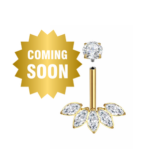 Piercings Works Titanium Navel Piercing Verguld met Kristallen Bladeren