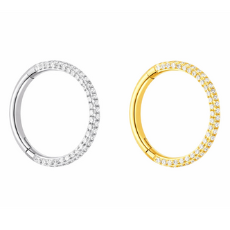 Piercings Works Titanium Click Ring with Full Crystal Pave