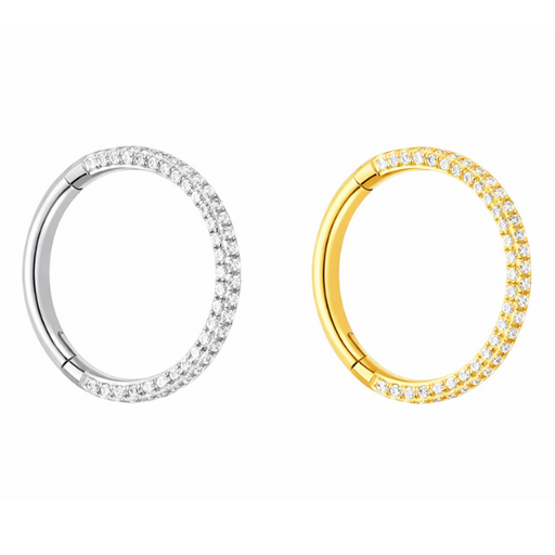 Titanium Click Ring met Volledig Kristal Pavé - Piercings Works