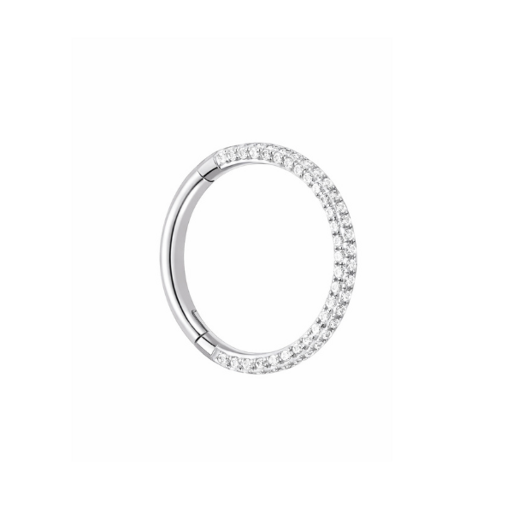 Titanium Click Ring with Full Crystal Pave