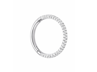 Titanium Click Ring met Volledig Kristal Pavé - Piercings Works