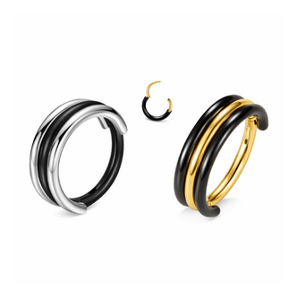 Piercings Works Titanium Ear Piercing Double Band Ring – Titanium or Gold-Plated