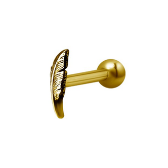 Piercings Works Gold Plated Barbell - Feather
