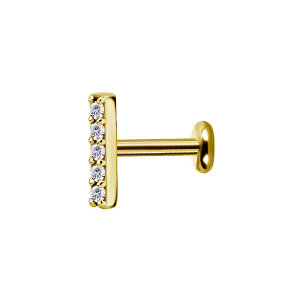 Gold Plated Barbell - Premium Zirconia