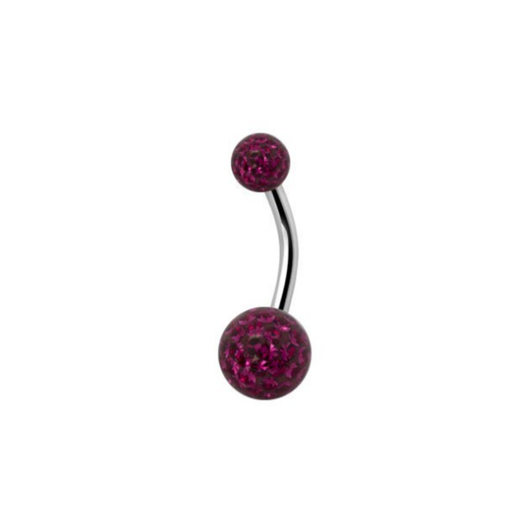 Surgical Steel Belly Ring - Fuchsia Premium Zirconia