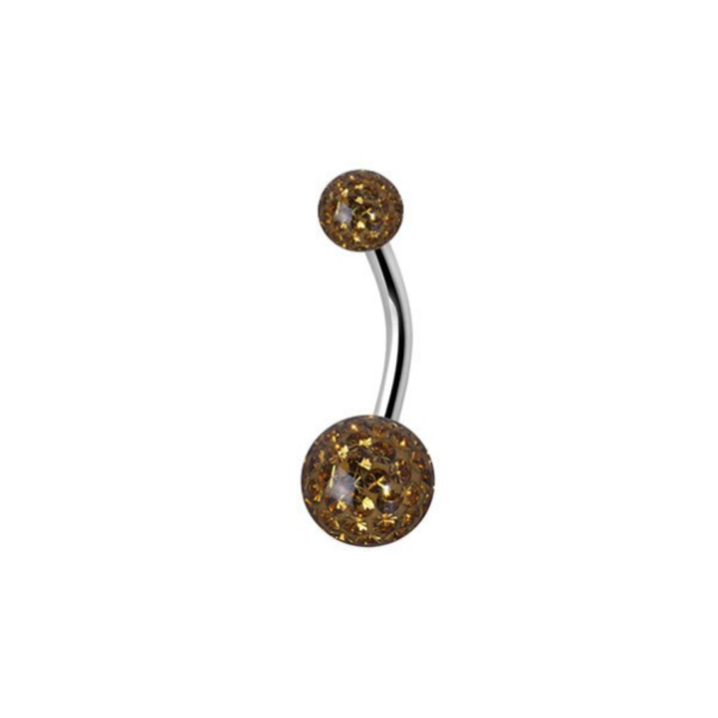 Navel Piercing enige echte met Bruin Goud  Premium Zirkonia