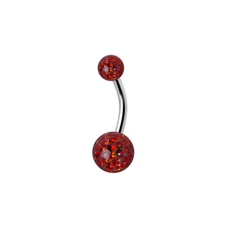 Piercings Works Surgical Steel Belly Ring - Red Premium Zirconia (1.6 x 10mm)