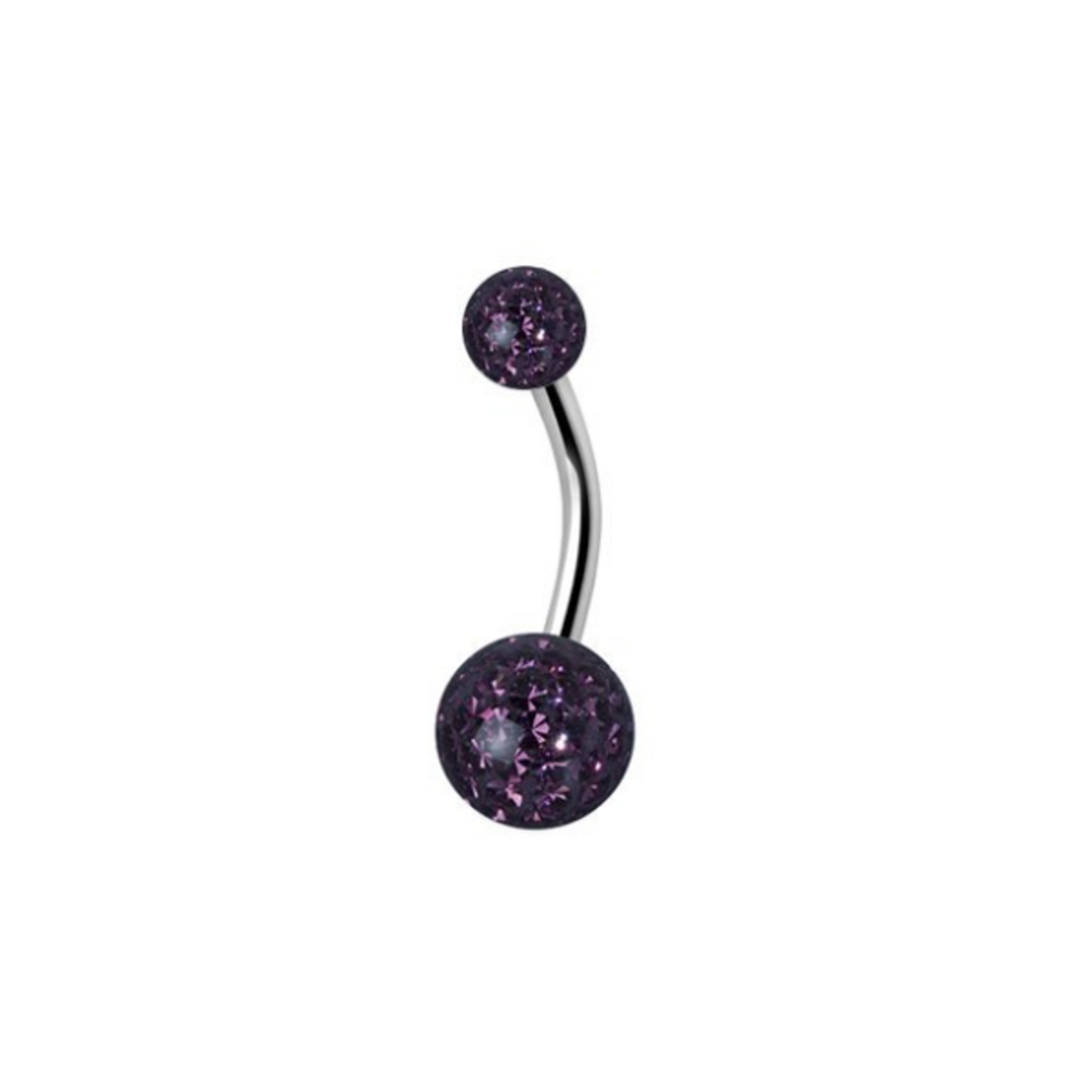 Navel Piercing enige echte met Amethist Paars Premium Zirkonia (1.6 x 10mm)