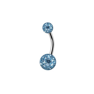 Piercings Works Surgical Steel Belly Ring - Aqua Blue Premium Zirconia (1.6 x 10mm)