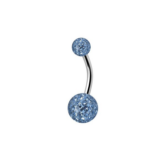 Piercings Works Surgical Steel Belly Ring - Light Blue Premium Zirconia(1.6 x 10mm)