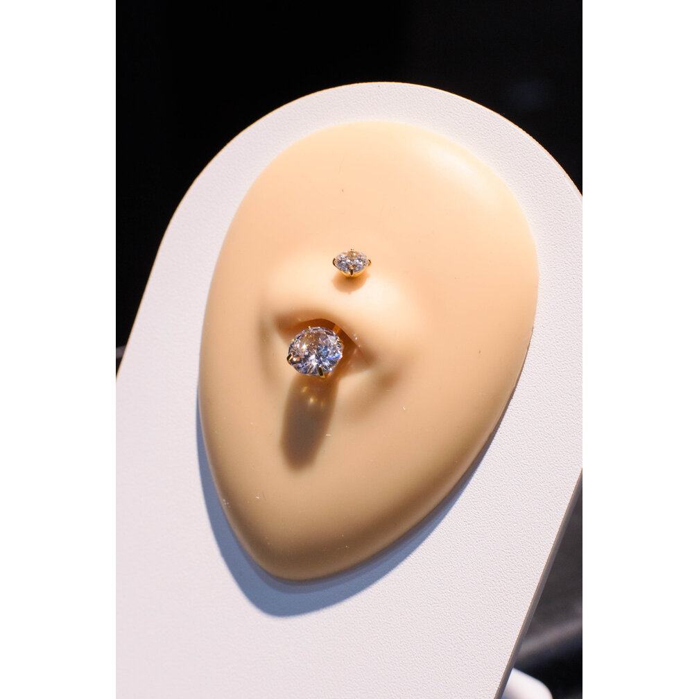 Titanium Navel Piercing Verguld met Dubbele Kristal