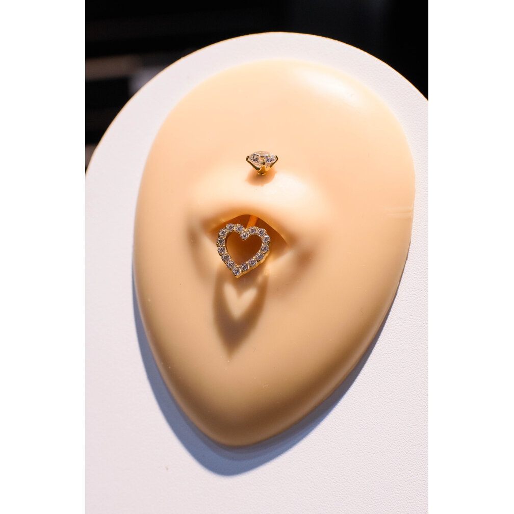 Titanium Navel Piercing Verguld met Kristallen Hart & Halo