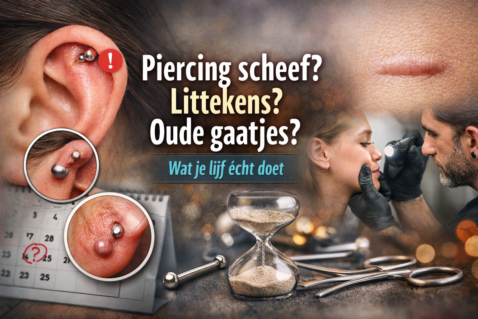Mijn piercing staat niet recht, krijg ik littekens, gaat het gaatje dicht of kan ik een oud gaatje opnieuw gebruiken?