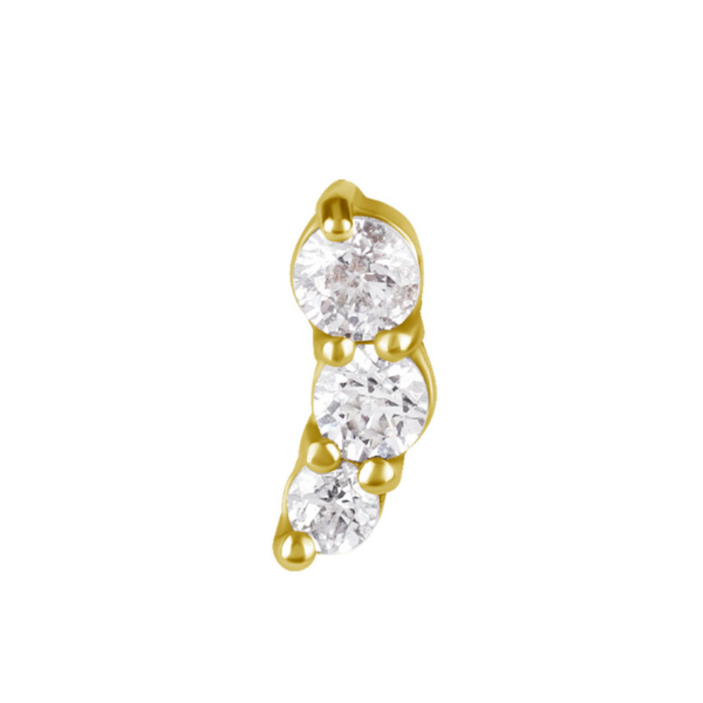 Premium Cubic Zirconia Drie-Steen Oorpiercing