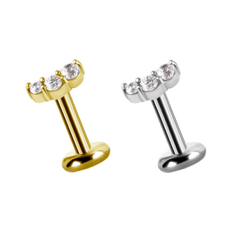 Piercings Works Premium Cubic Zirconia Drie-Steen Oorpiercing