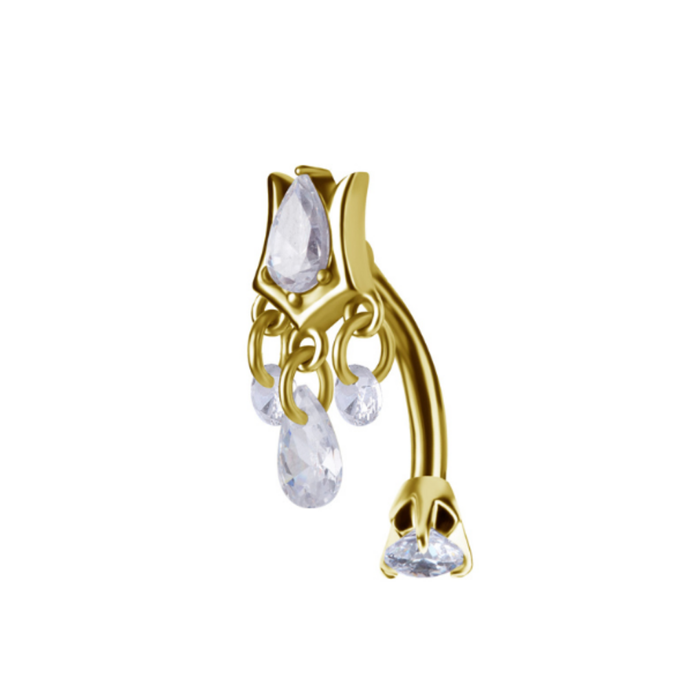 Navelpiercing met Druppel Steen & Dangle Details