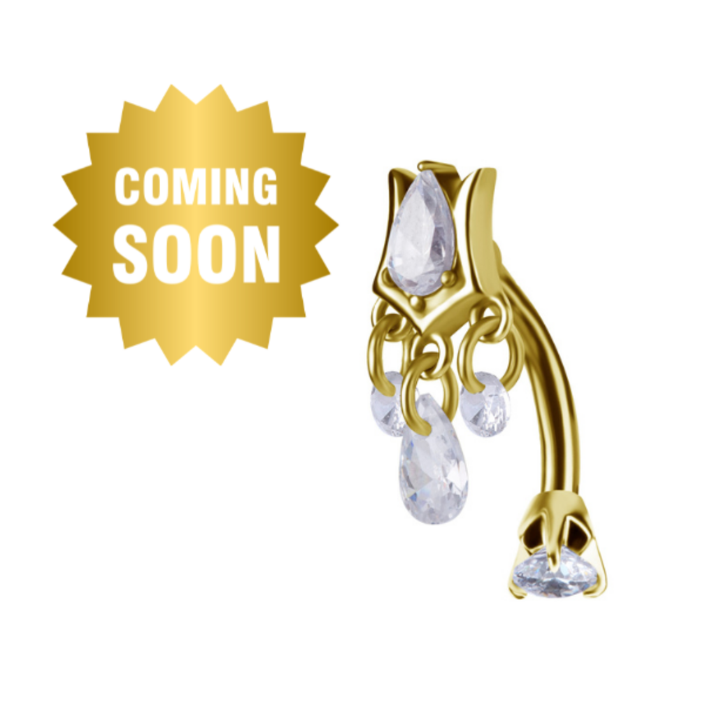Navelpiercing met Druppel Steen & Dangle Details
